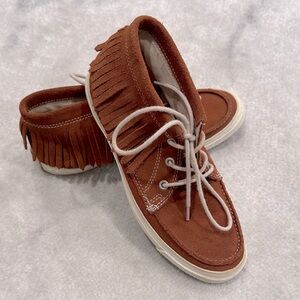 Converse -Fringe Suede Moccasin Boots - Brown